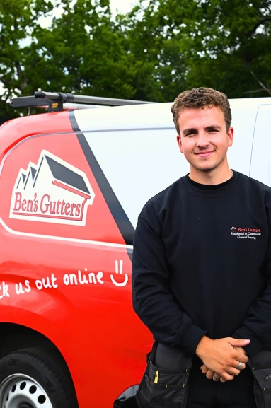 our gutter cleaner in Aberdeen standing by company vehicle